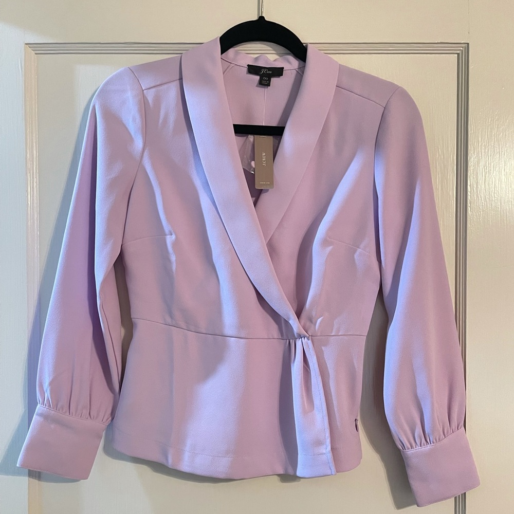 J Crew lavender crossover top, size 00, NWT